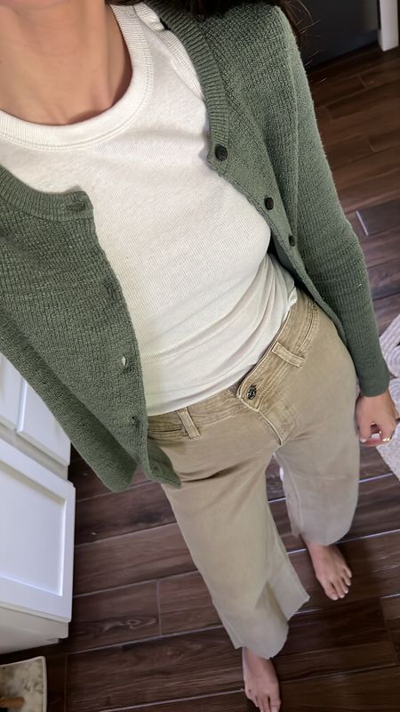 Love these jeans! More of a wide leg style, so comfortable! tts but if you’re between sizes, size down 
Cardigan on sale, so cute styled as a layer or top! 

#LTKsalealert #LTKSeasonal