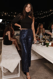 Tiana Sequin Wide Leg Pants - Navy | Petal & Pup (US)