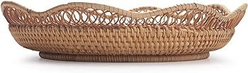 Rattan Fruit Basket for Serving Woven Bread Tray for Cake Kitchen Counter Table Natural (11.8inch... | Amazon (US)