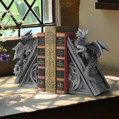 Gothic Castle Dragons Sculptural Bookends | Wayfair North America