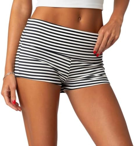 ONLYSTORY Womens Fold Over Shorts Y2K Micro Mini Lounge Pjs Shorts | Women's Sexy Low Rise Cheeky... | Amazon (US)