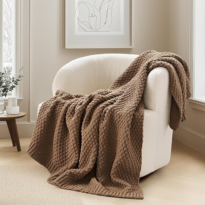 EVERGRACEHOME Chunky Chenille Knit Throw Blanket for Couch, Soft Luxurious Moss Stitch Blankets f... | Amazon (US)
