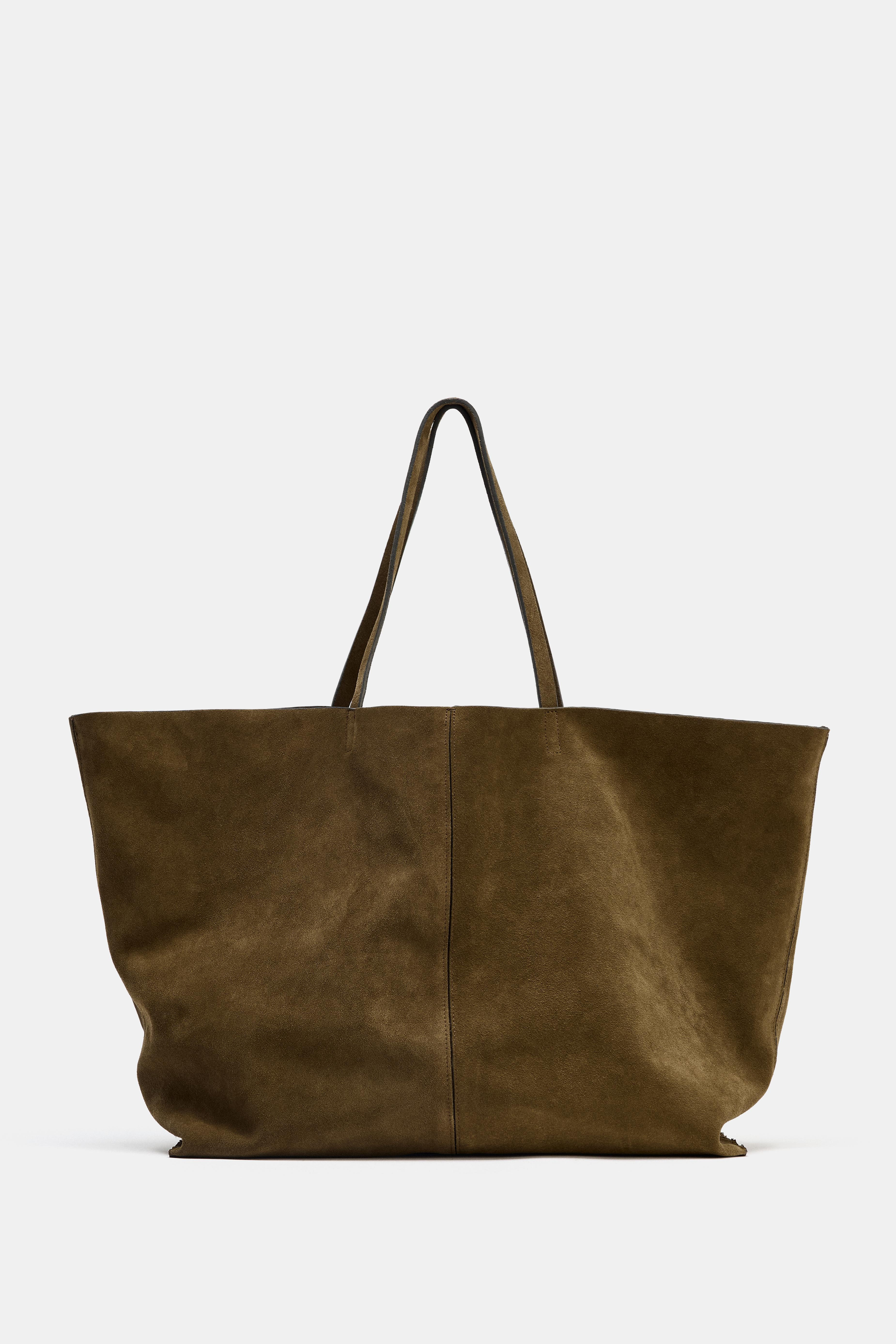 MAXI SPLIT LEATHER SHOPPER BAG | Zara US
