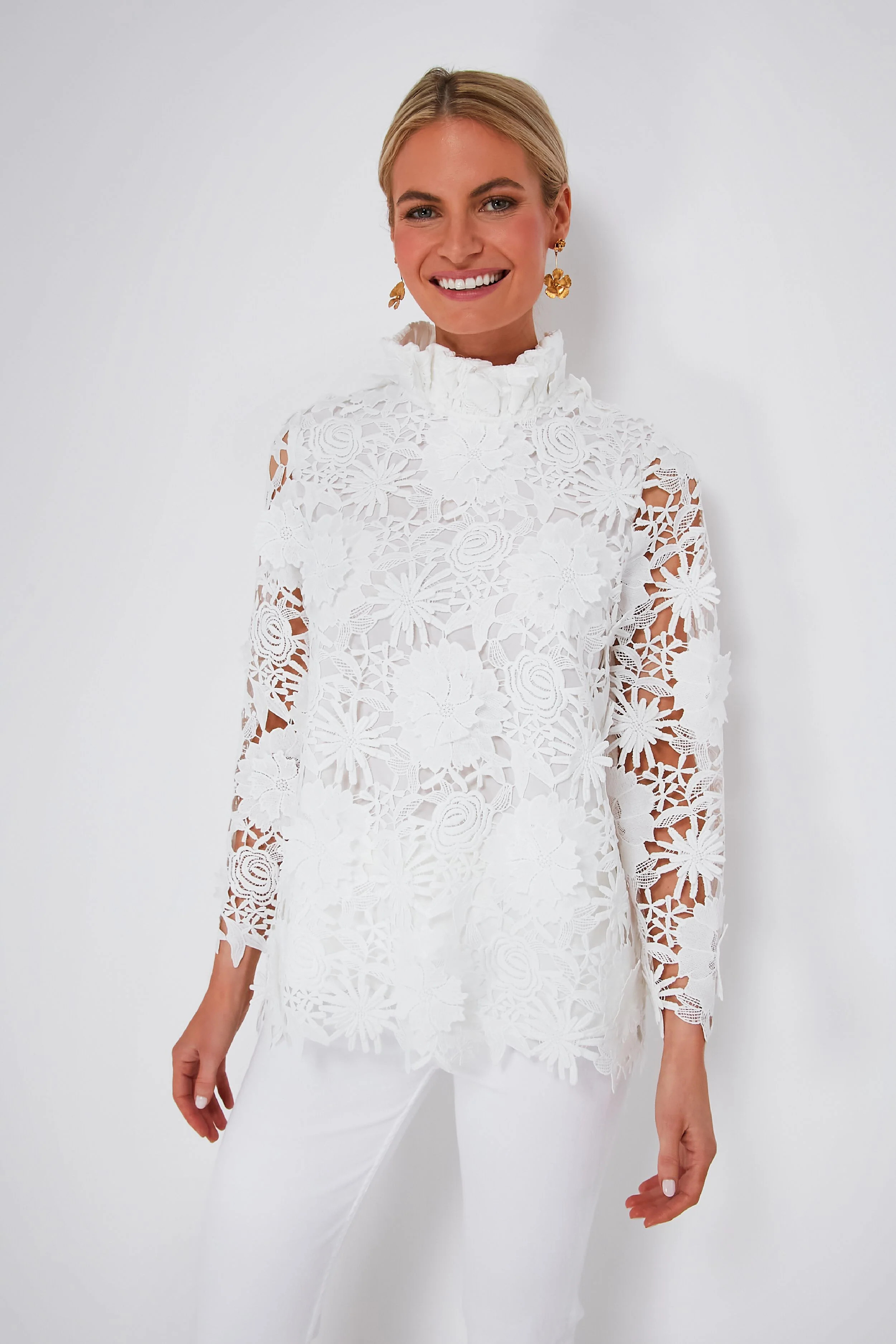 Blanc Guipure Lace Faye Top | Tuckernuck (US)