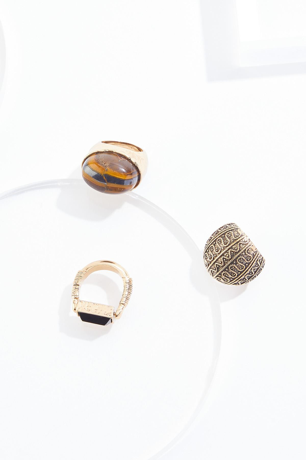 Semi- Precious Vintage Gold Statement Ring Set | Cato Fashions