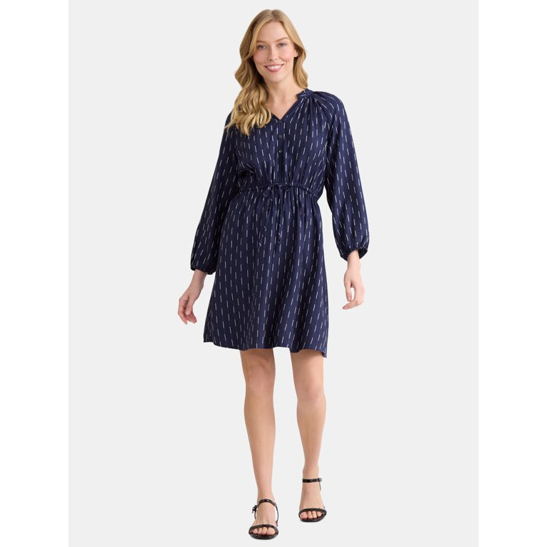 Time and Tru Women's Ruffle Neck Mini Dress, Sizes XS-XXXL | Walmart (US)