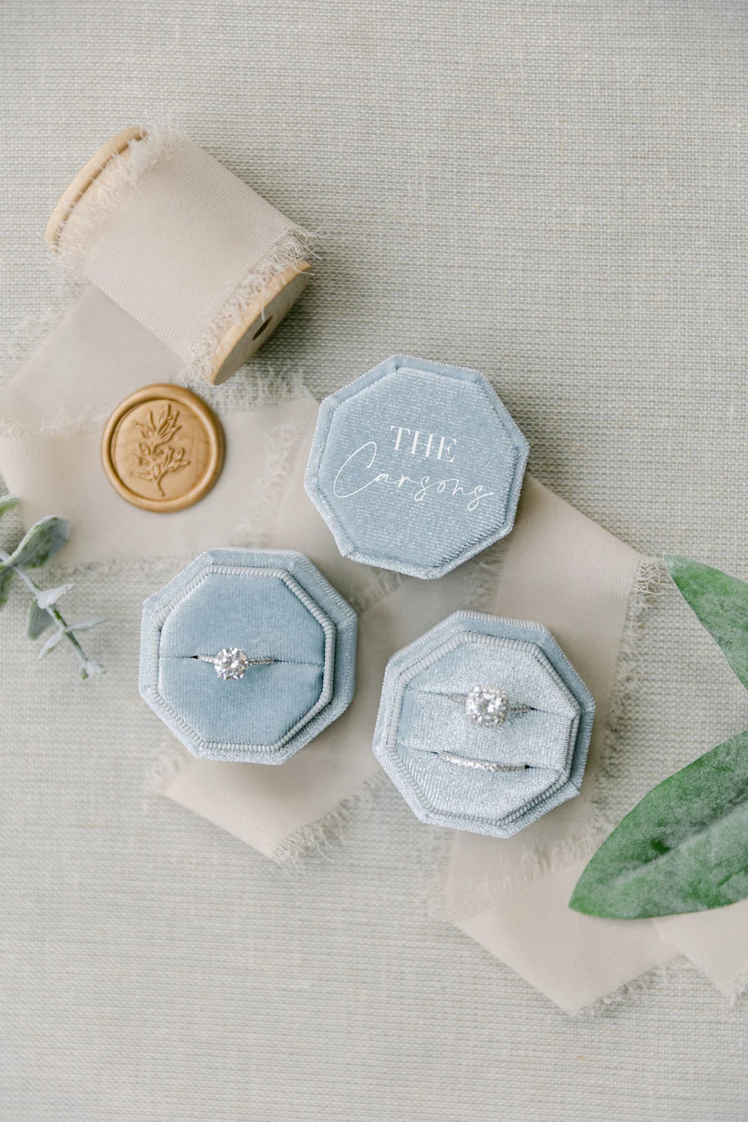 Octagon Velvet Ring Box Custom Wedding Ring Box Engagement Ring Box Double Slot Single Slot Moder... | Etsy (US)