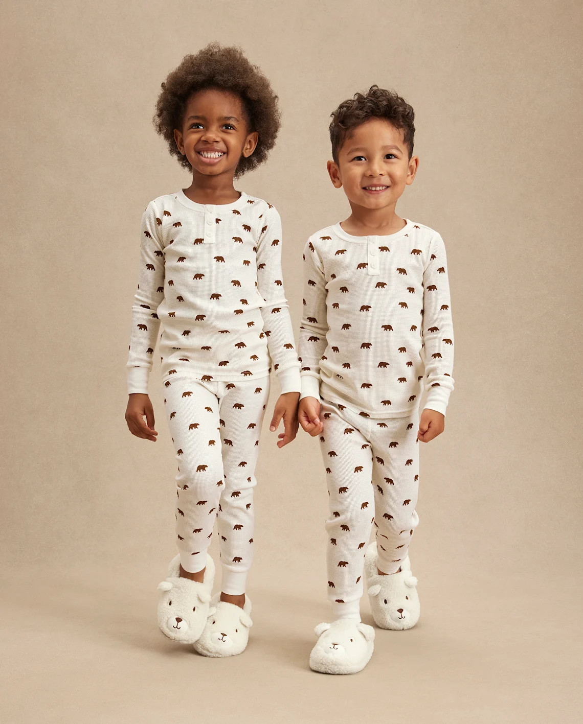 Kids Bear Snug Fit Thermal Henley Pajamas - Gymmies - white | The Children's Place