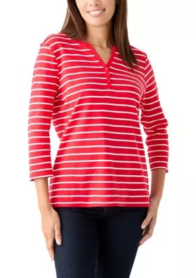 Kim Rogers Women's Striped Top, Red, Medium | Belk