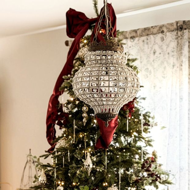 Vintage Inspired Crystal Pendant 13.5 Inch | Antique Farm House