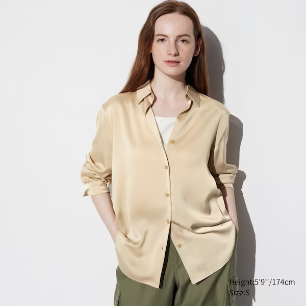 Satin Long-Sleeve Blouse | UNIQLO (US)