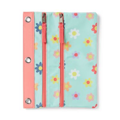 Dual Zip Pencil Pouch Teal Daisy - up & up™ | Target