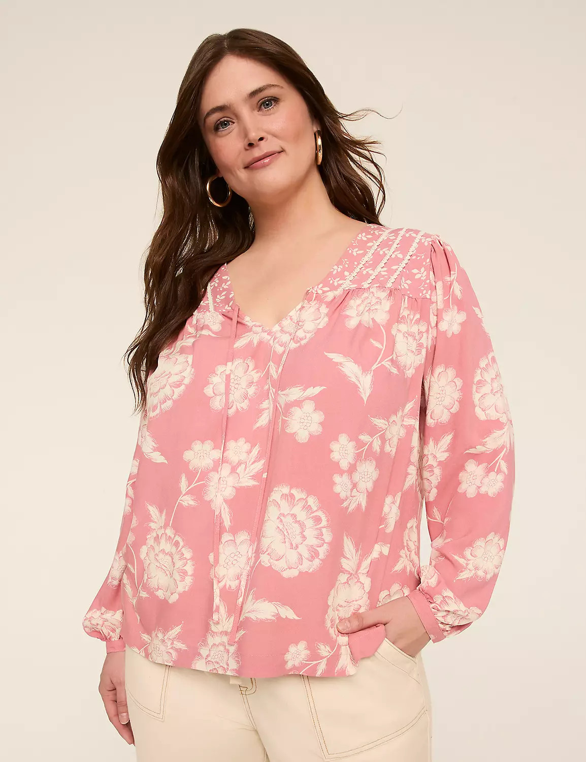 V-Neck Popover Blouse | Lane Bryant (US)