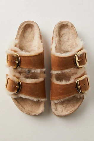 Arizona Big Buckle Shearling Birkenstock Sandals | Free People (Global - UK&FR Excluded)