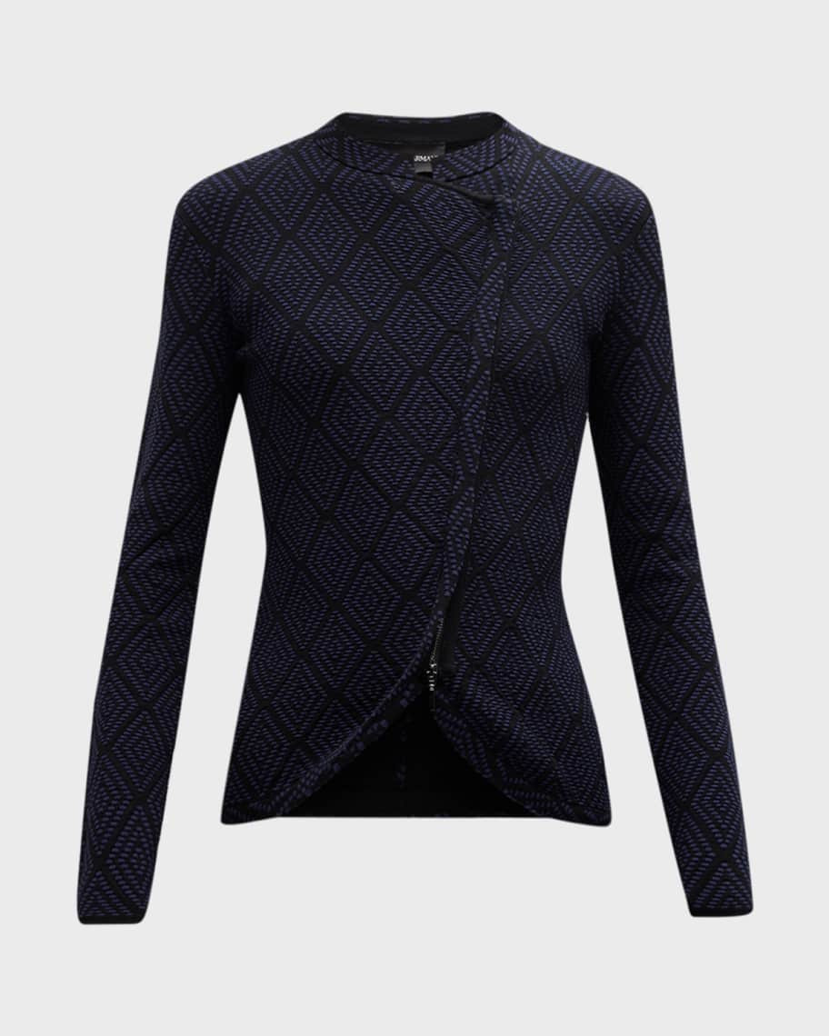 Emporio Armani Asymmetric Zip-Front Geometric Jacquard Jacket | Neiman Marcus