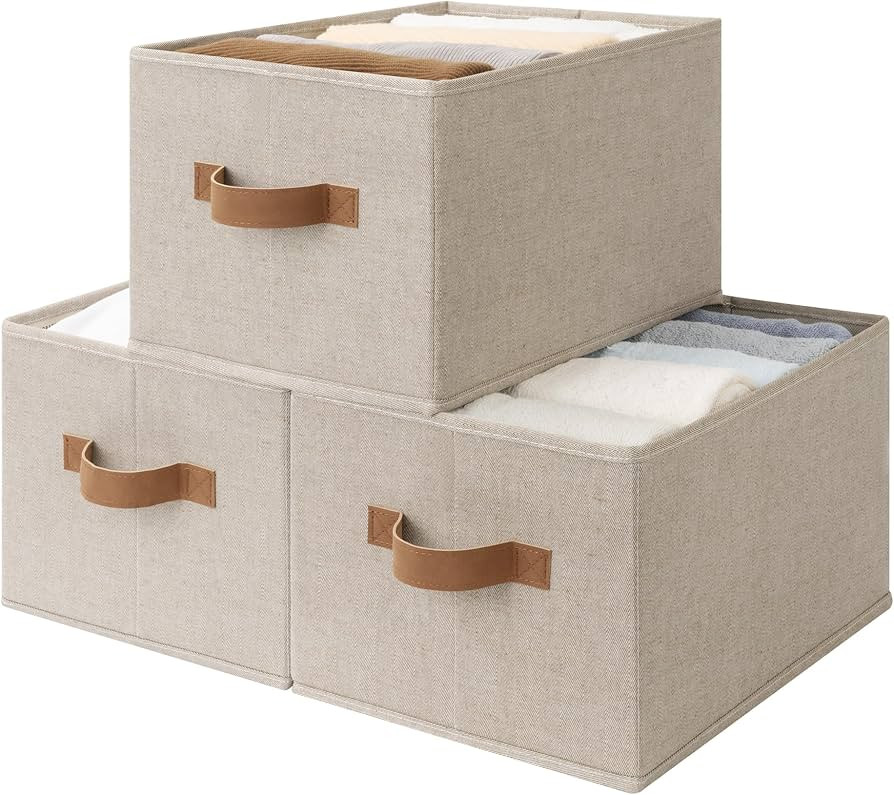 StorageWorks Foldable Storage Bins, Closet Organizer Bins for Clothes, Linen Closet Organizers an... | Amazon (US)