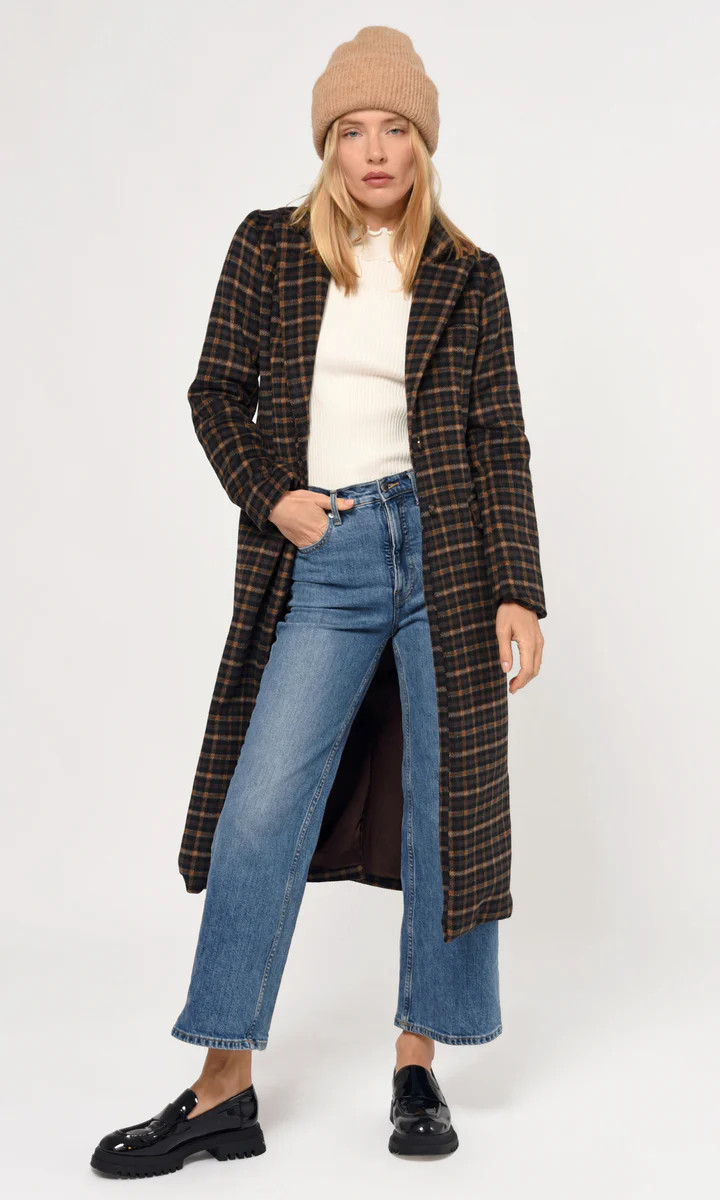 Ona Plaid Tailored Longline Coat | Greylin Collection | Women's Luxury Fashion Clothing 