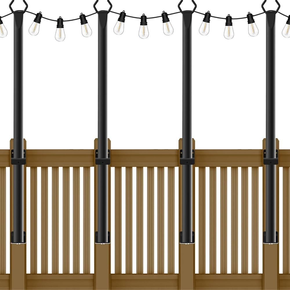 4 Pack String Light Poles,5Ft Metal Poles for Outdoor String Lights,Outdoor Light Poles with Post... | Amazon (US)