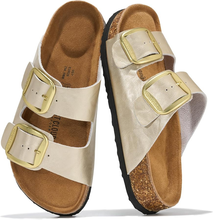 Project Cloud 100% Genuine Leather Footbed Sandals for Women (Santorini) | Amazon (US)