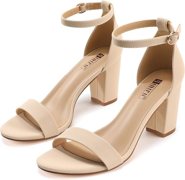 IDIFU Women's 3 Inch Block Chunky Open Toe Heels Ankle Strap Heeled Sandal | Amazon (US)