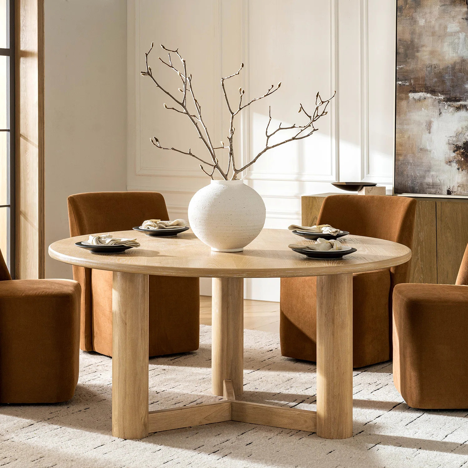 Howarth 60" Farmhouse Solid Wood Round Dining Table | Wayfair North America