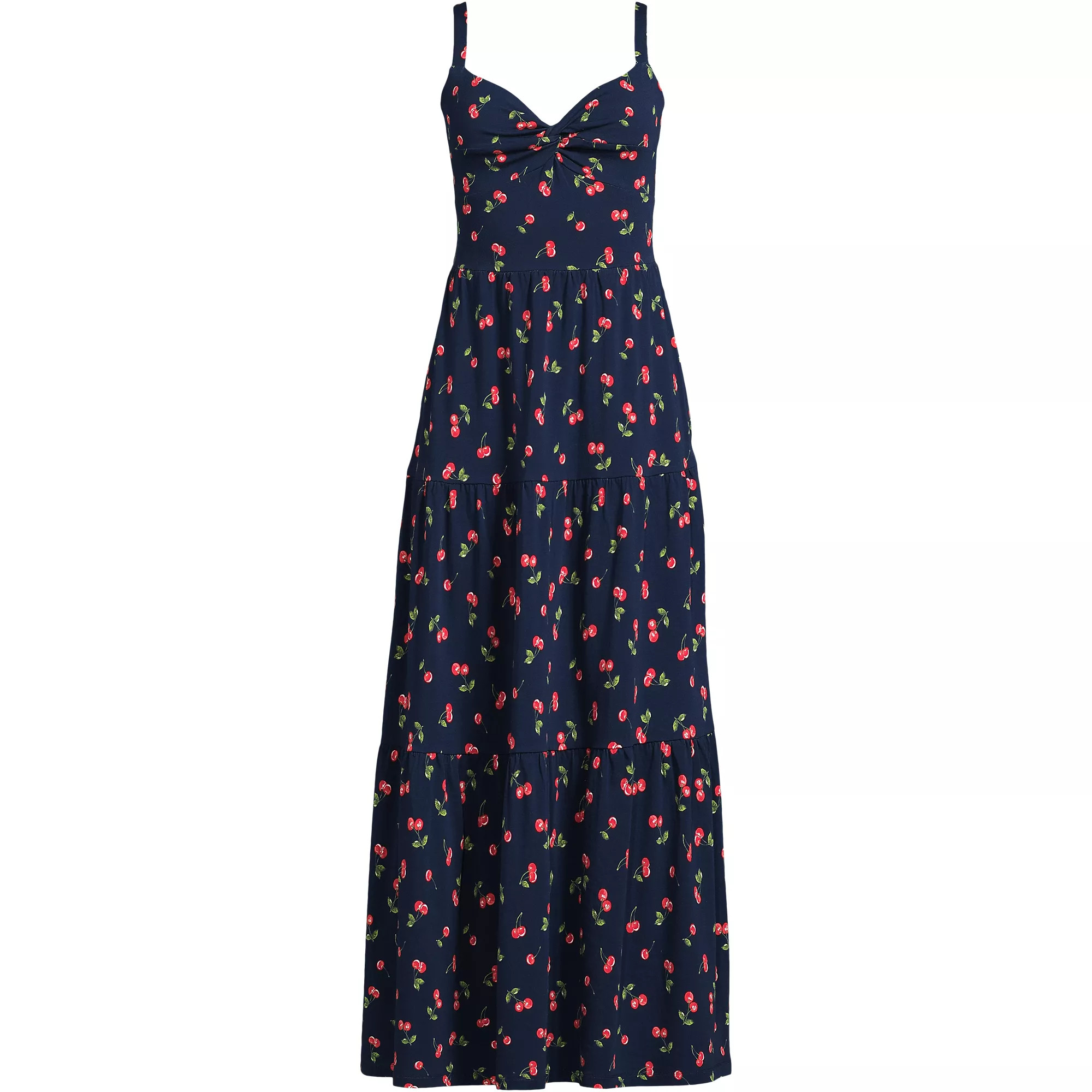 Women's Cotton Modal Twist Front Tiered Maxi Dress | Lands' End (US)