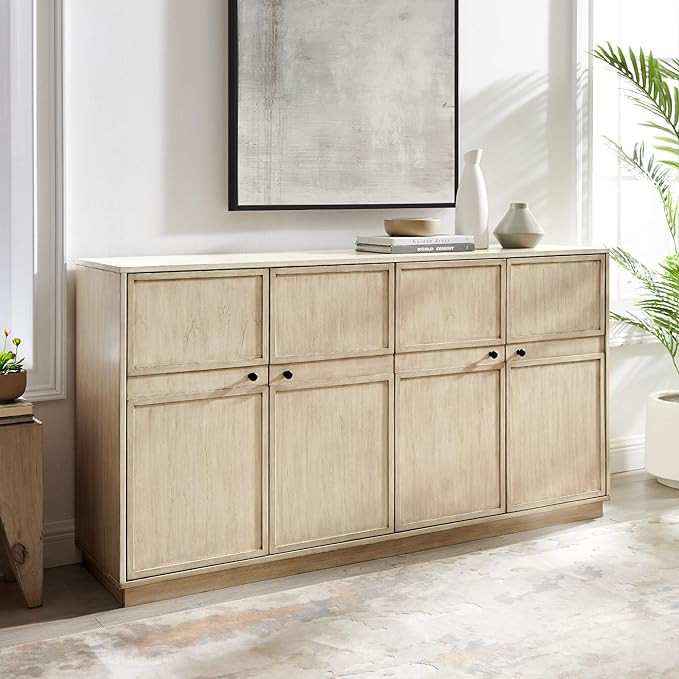 Walker Edison Alden Versatile 4 Door Framed-Storage-Sideboard, 62 Inch, Birch | Amazon (US)
