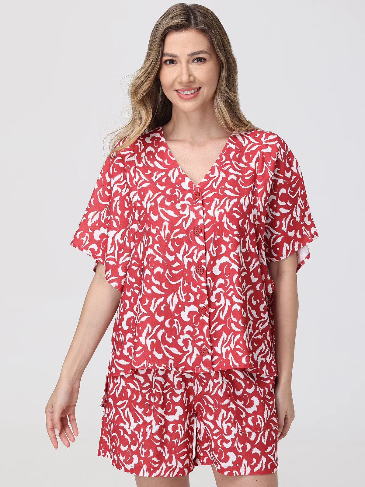 89th & Madison Button Front Print Blouse | 89th + Madison
