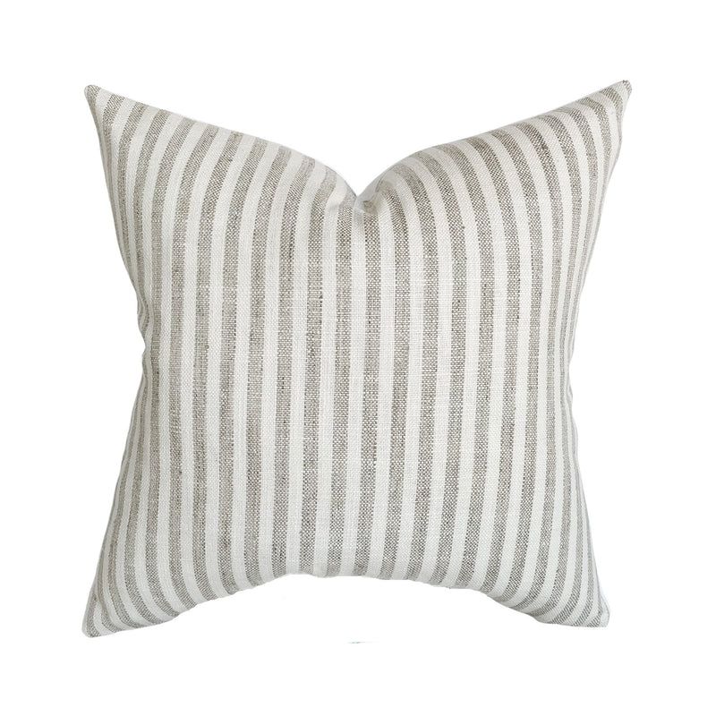 Weston | Woven Gray Stripe Pillow Cover | Linen & James