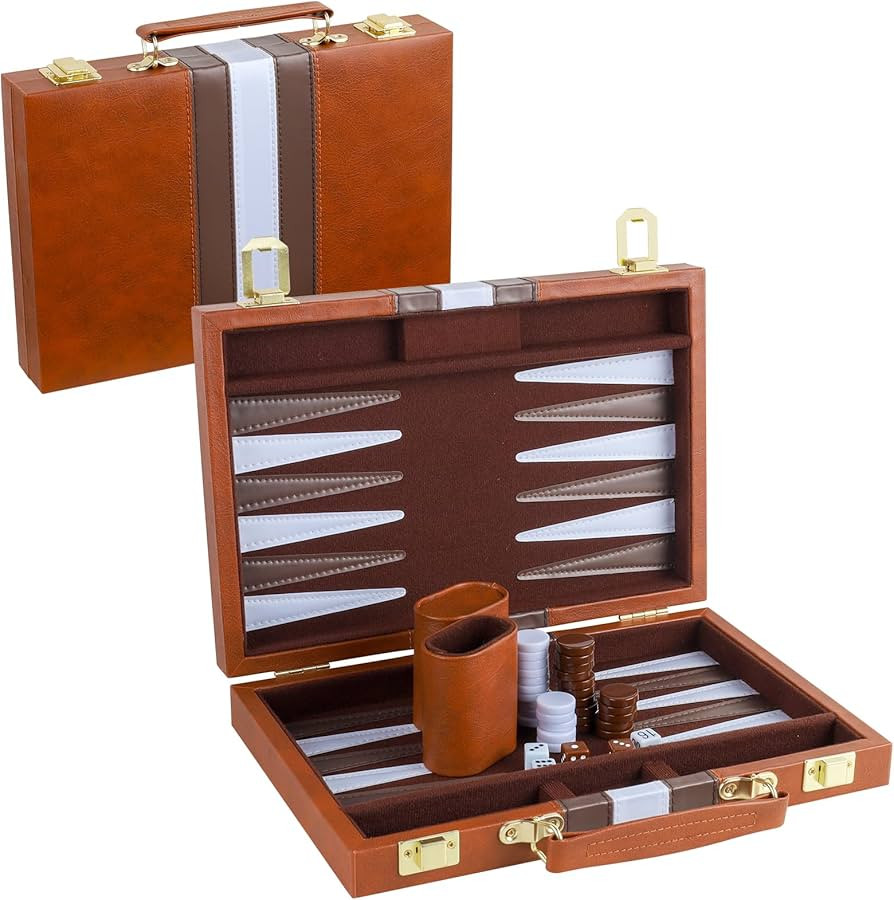 TOPTAN Backgammon Set 2 players Classic Backgammon Sets for Board Game with Premium Leather Case ... | Amazon (UK)