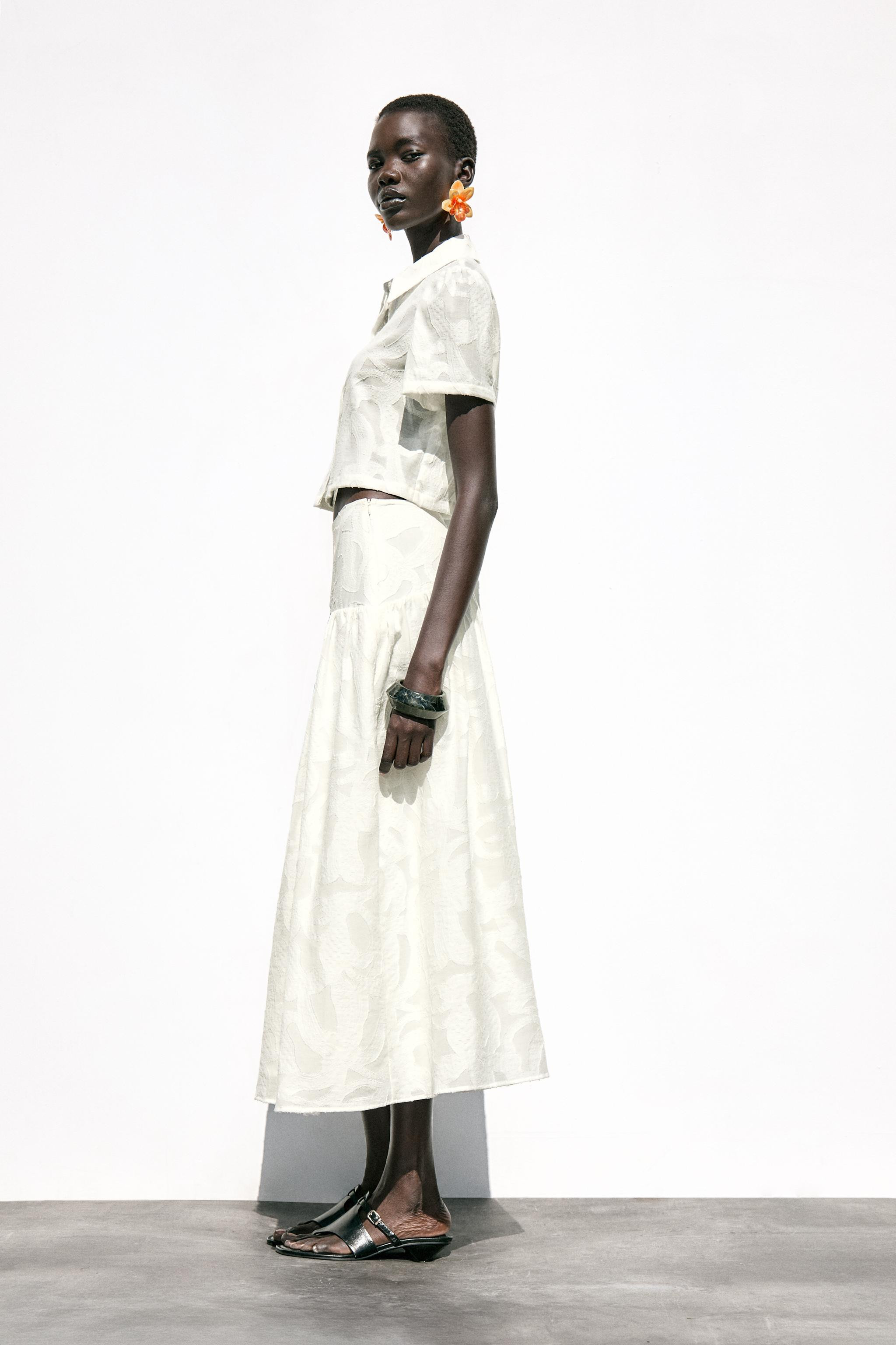 TEXTURED MIDI SKIRT | Zara US