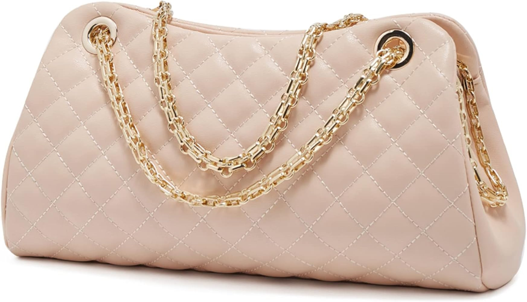 LAORENTOU Cowhide Shoulder Bag for Women Leather Small Satchel Crossbody Bag Quilted Purses With ... | Amazon (US)
