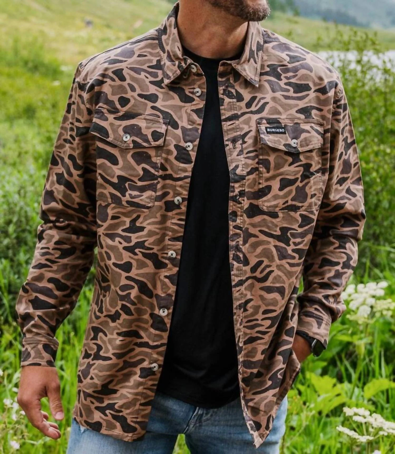 Gauge Camo Cotton Twill Long Sleeve Button Up | Shop Simon