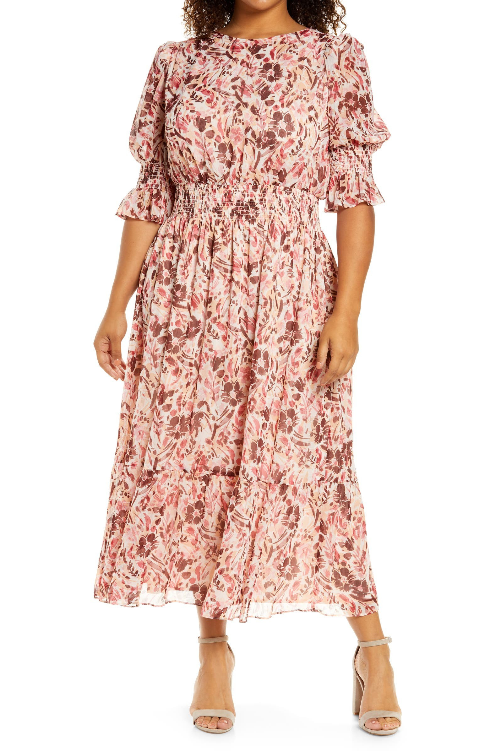 Floral Smock Midi Dress | Nordstrom