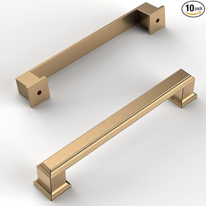 Amerdeco 10 Pack Champagne Bronze Cabinet Pulls 5 Inch(128mm) Hole Center Cabient Hardware Kitche... | Amazon (US)