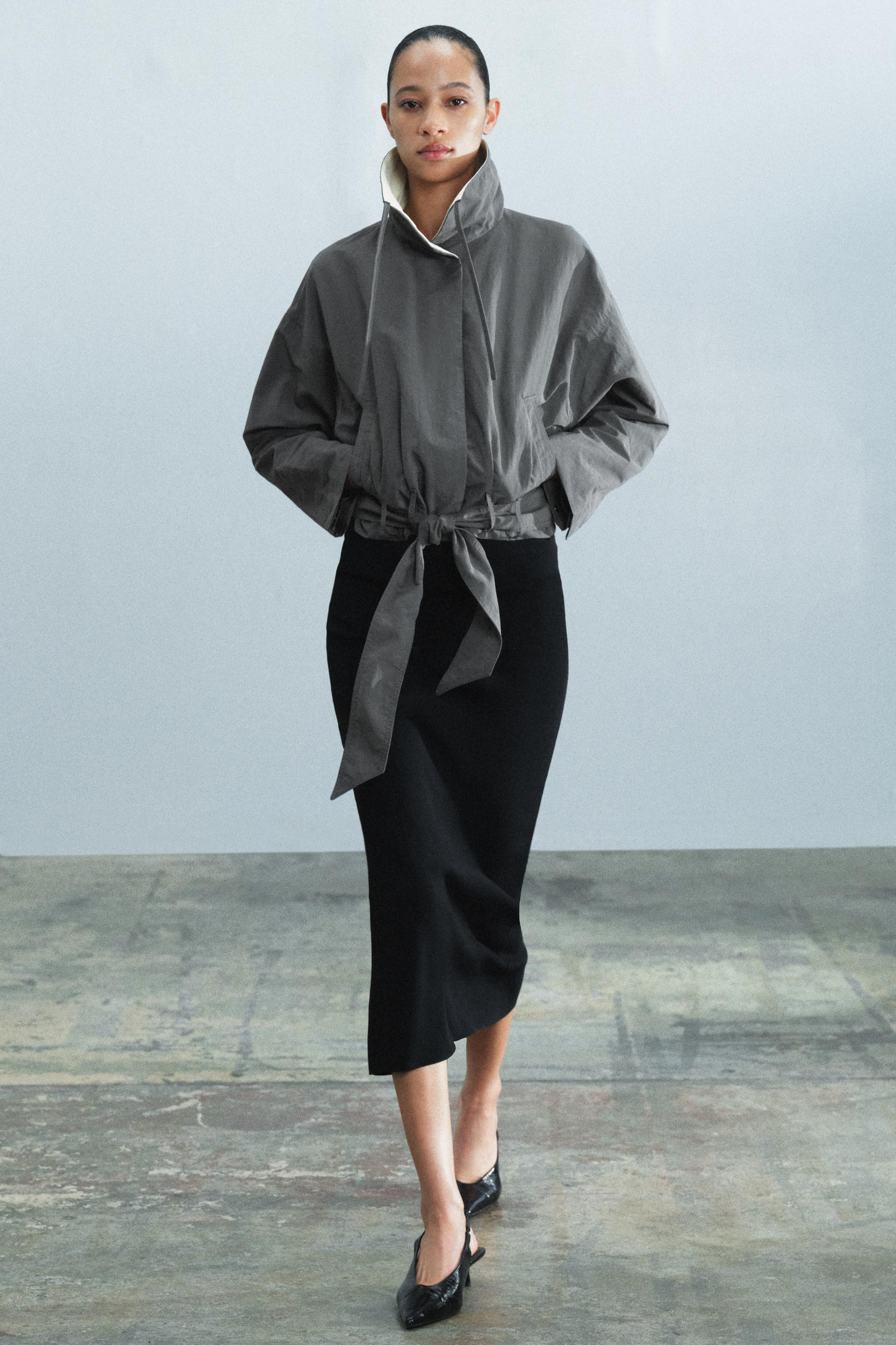 ZW COLLECTION CROPPED BELTED JACKET | Zara US