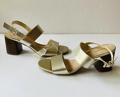 NEW Old Navy Gold Metal Sandal Sling-back Block Heels Faux Leather Party  Sz 8 | eBay US
