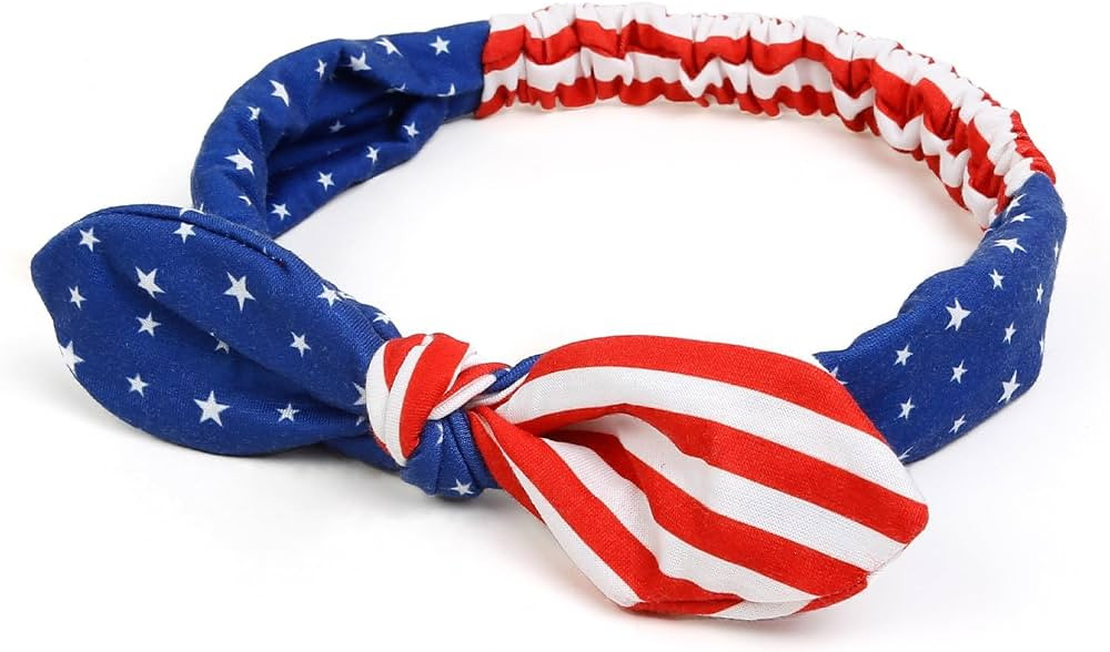Huachi American Flag Headbands with Patriotic USA Bows for Women - 4th of July Wide Red, White an... | Amazon (US)