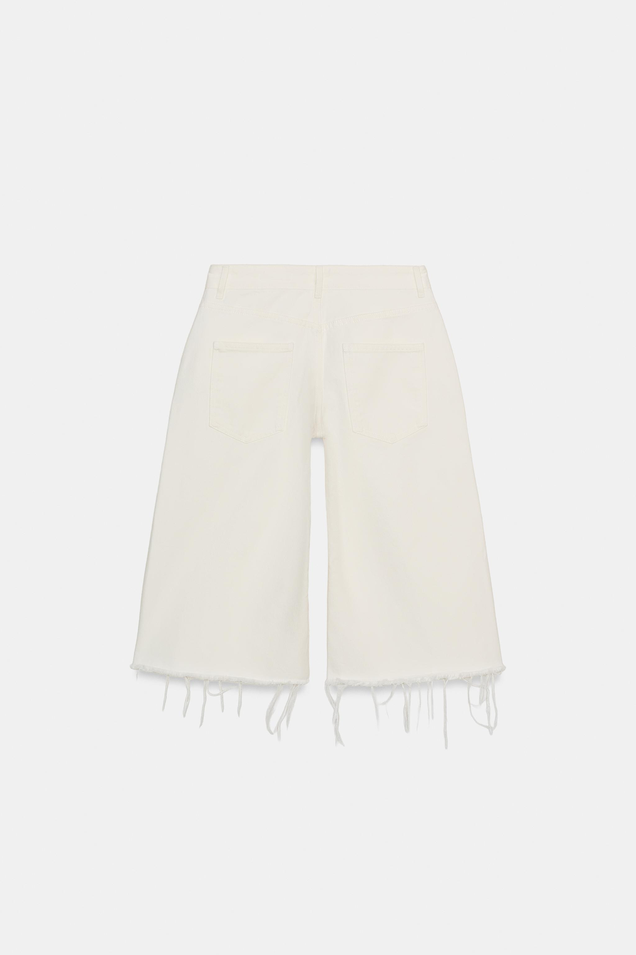 ZW COLLECTION FRAYED DENIM SHORTS | Zara US