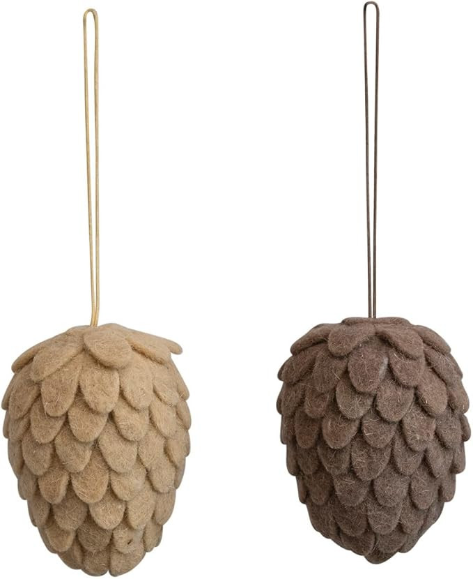 Creative Co-Op Wool Felt Pinecone Ornament, Set of 2 Colors | Amazon (US)