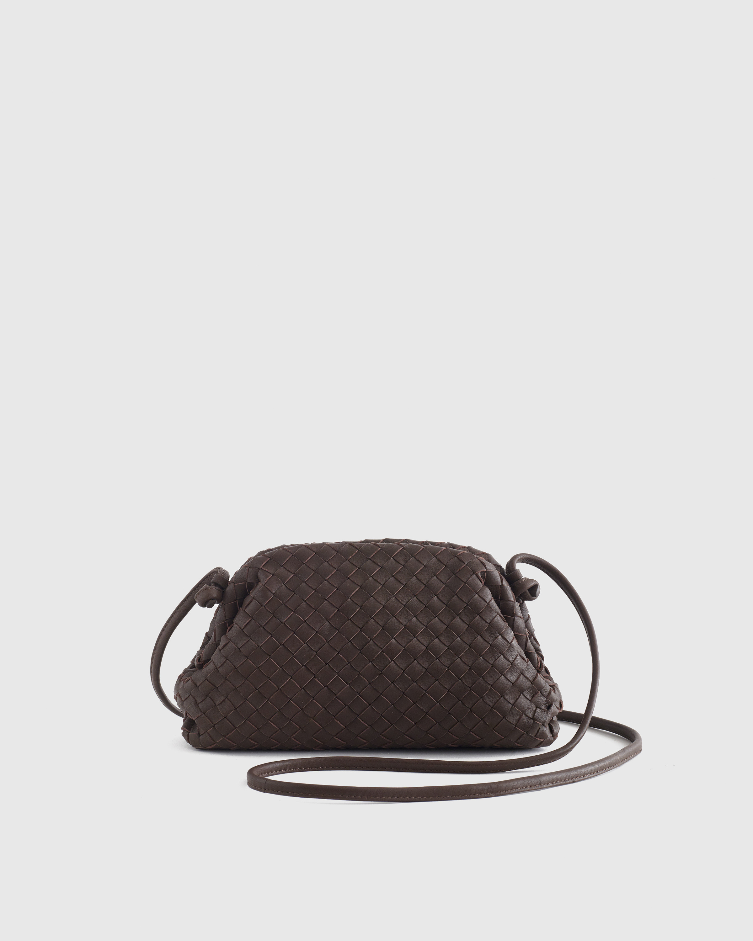 Quince | Women's Italian Leather Handwoven Pouch Crossbody Clutch in Dark Brown | Quince