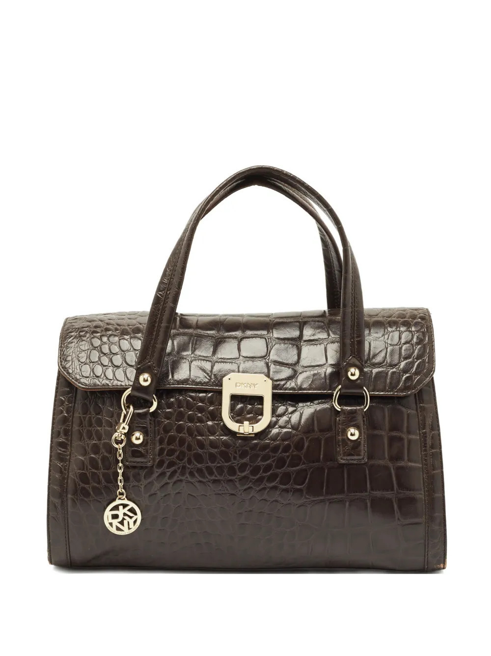 DKNY croc-embossed leather tote bag - Brown | Farfetch Global