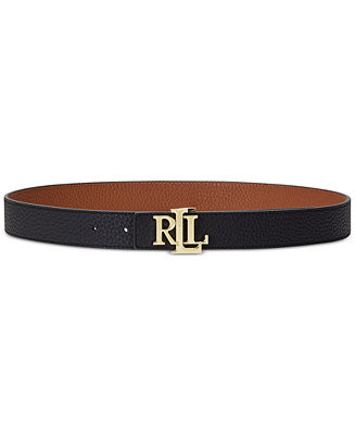 Lauren Ralph Lauren Women's Logo Reversible Pebbled Leather Belt - Macy's | Macy's