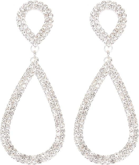 Rhinestone Teardrop Dangle Earrings Sparkly Wedding Jewelry | Amazon (US)