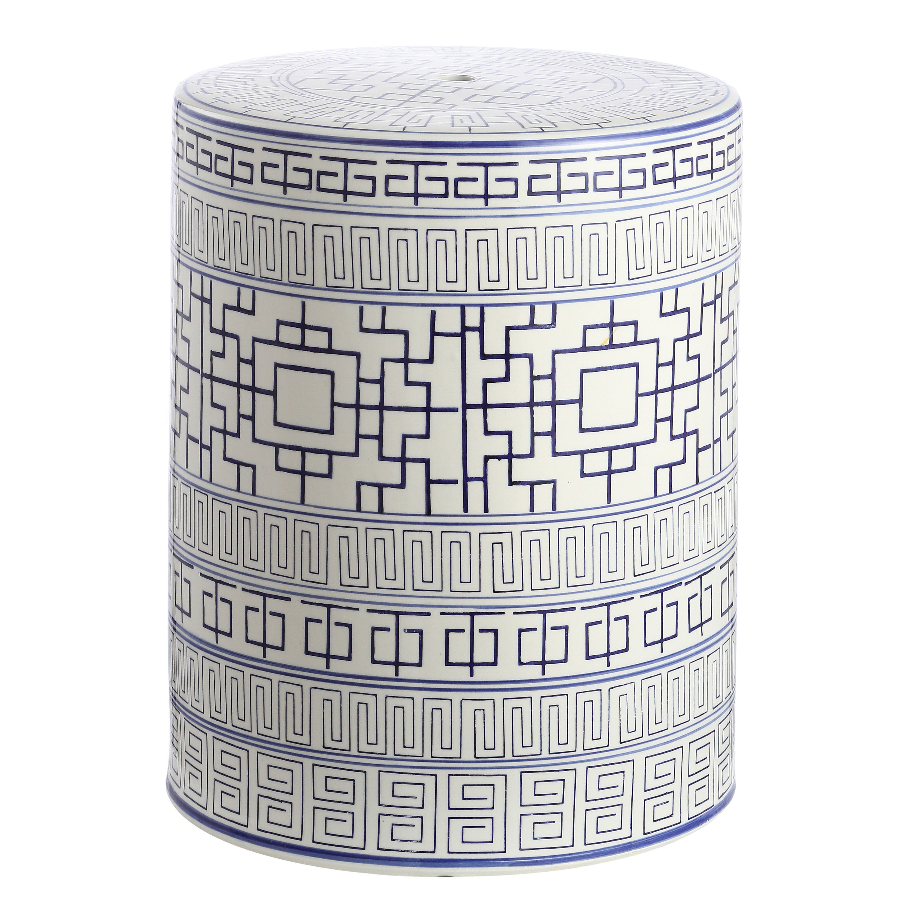 Shantou Navy and White Ceramic Outdoor Accent Stool | World Market