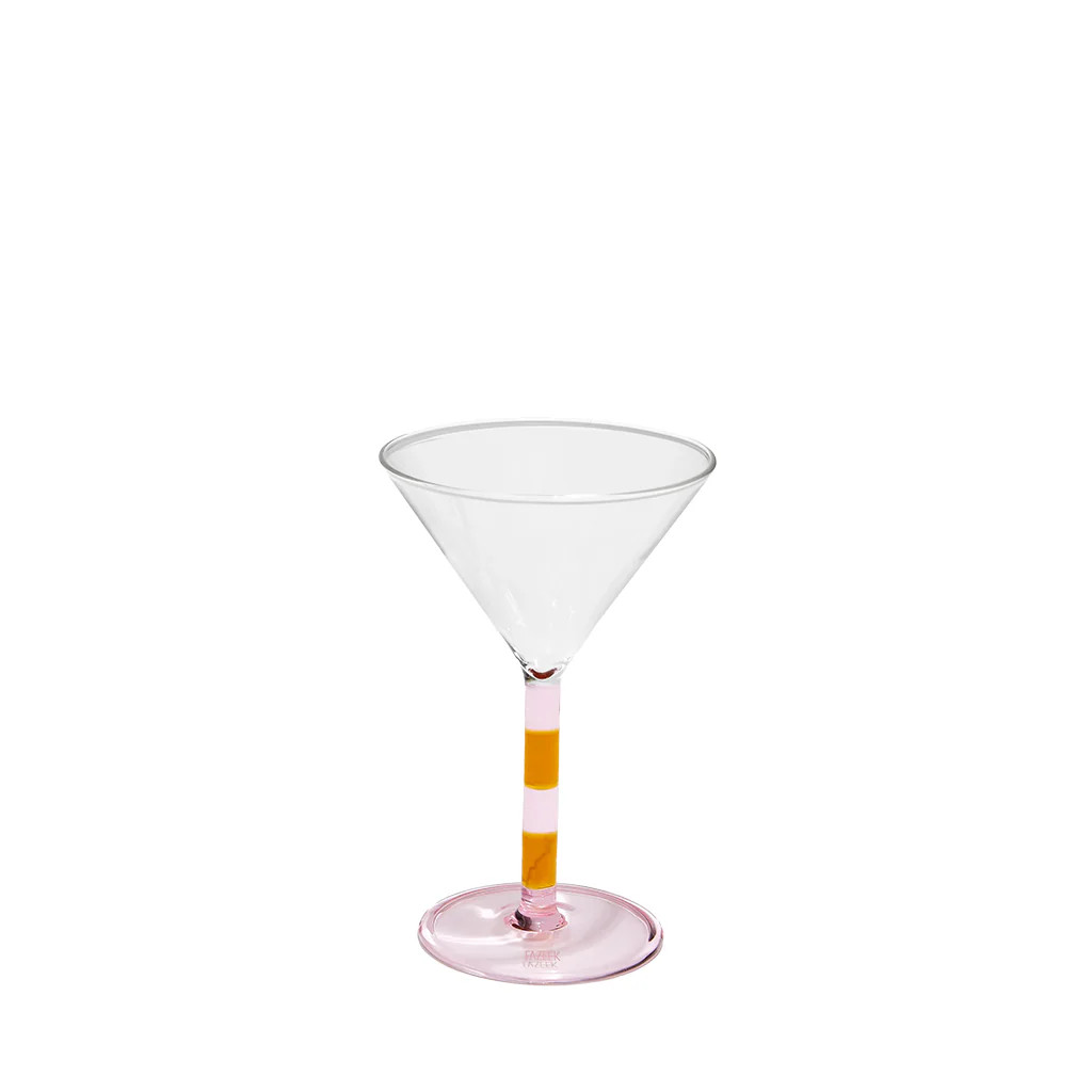 Pink & Amber Striped Martini Glass | Blue Print