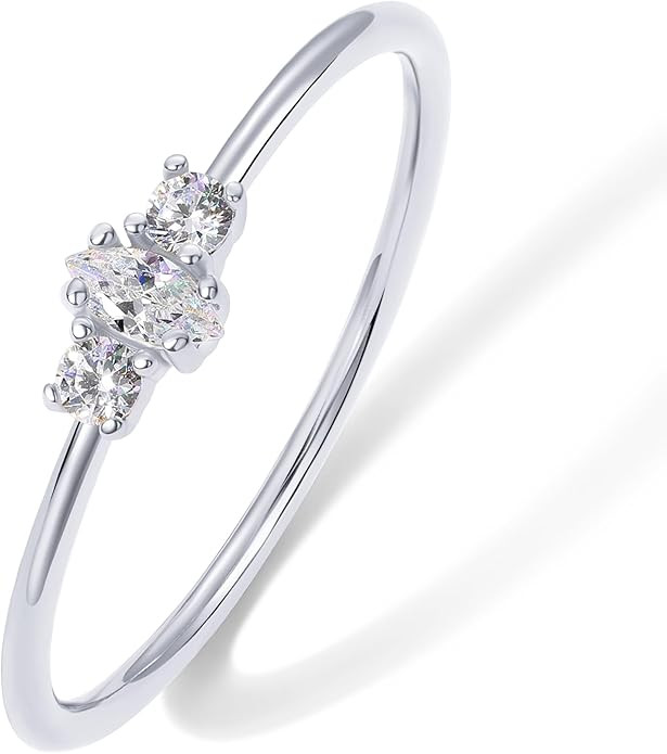 PAVOI 18K Gold Plated Marquise Round Mini Cubic Zirconia Stackable Rings for Women | Dainty Stack... | Amazon (US)