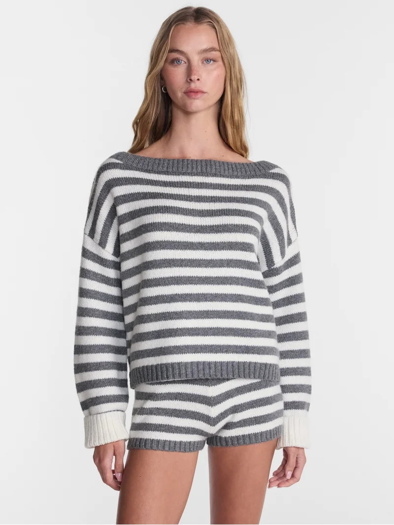 No Boundaries Sweater and Shorts Set, 2 Piece, Women's XXS-XXL | Walmart (US)