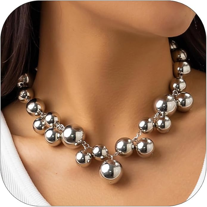 Pearl Necklace for Women Chunky Pearl Necklace Big Pearl Necklace Exaggerated Large Pearl Necklac... | Amazon (US)