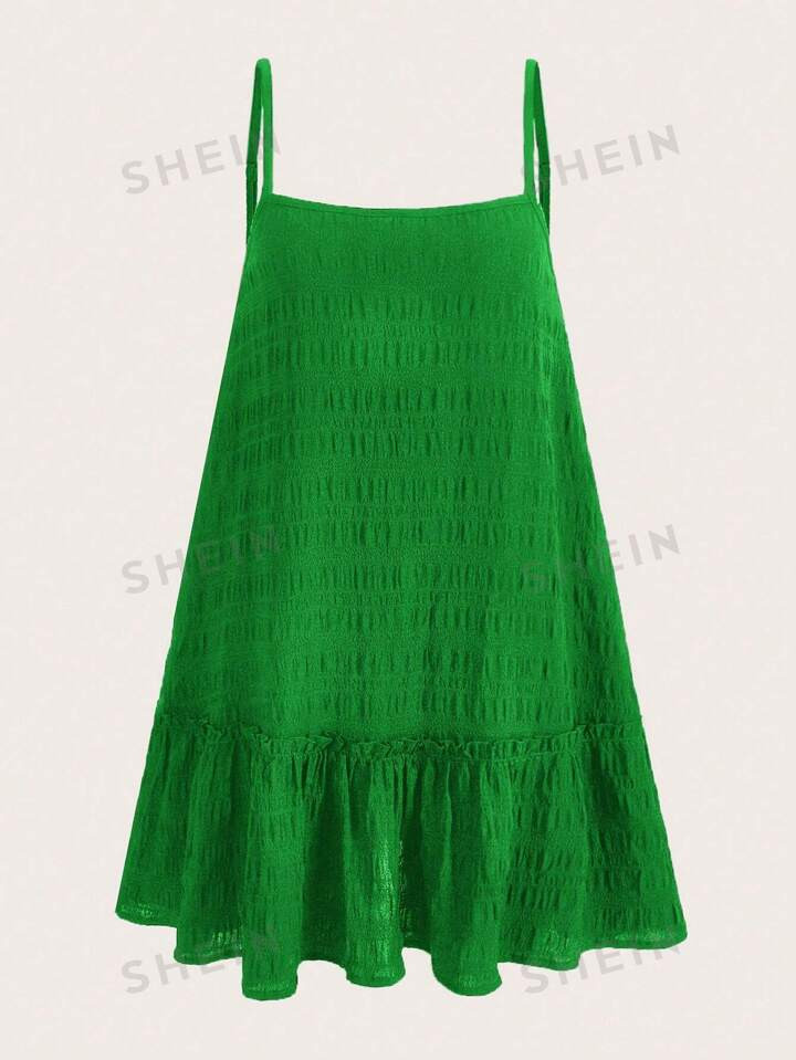 SHEIN EZwear Plus Size Ruffle Hem Cami Dress | SHEIN
